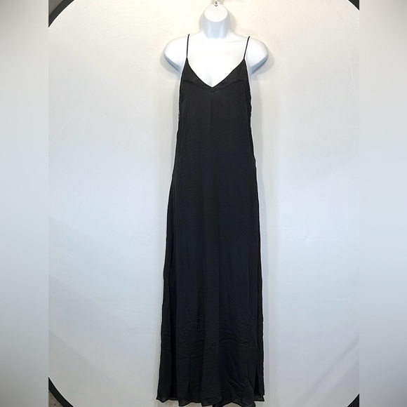Zara Slip Dress Size Small V Neck Lace Trim Spaghetti Strap Flowy evening new - Picture 5 of 16